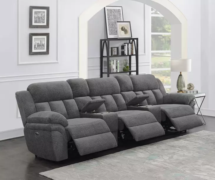 Bahrain Charcoal Power Reclining 3 Seater 126" Home Theater