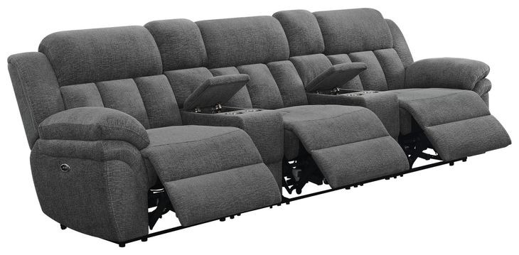 Bahrain Charcoal Power Reclining 3 Seater Home Theater