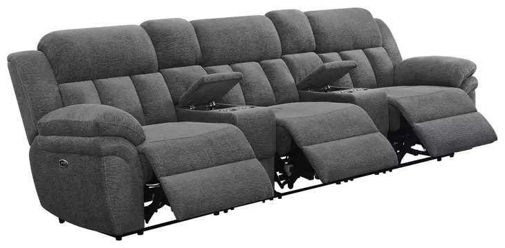 Bahrain Charcoal Power Reclining 3 Seater 126" Home Theater