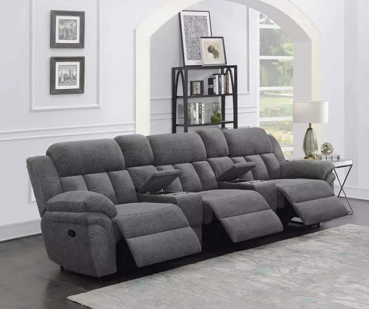 Bahrain Charcoal Reclining 3 Seater 126" Home Theater