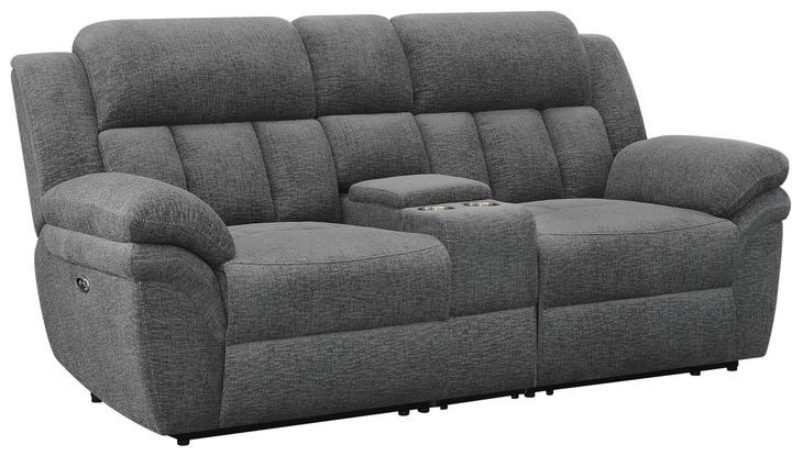 Bahrain Charcoal Power Reclining Console Loveseat