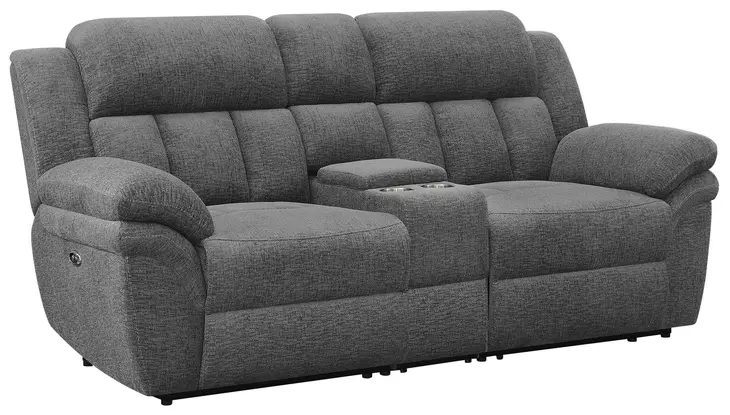 Bahrain Charcoal Power Reclining Console 86" Loveseat