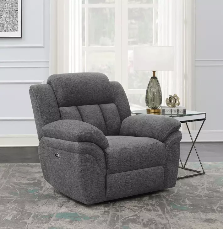 Bahrain Charcoal Performance Fabric Glider Power Recliner