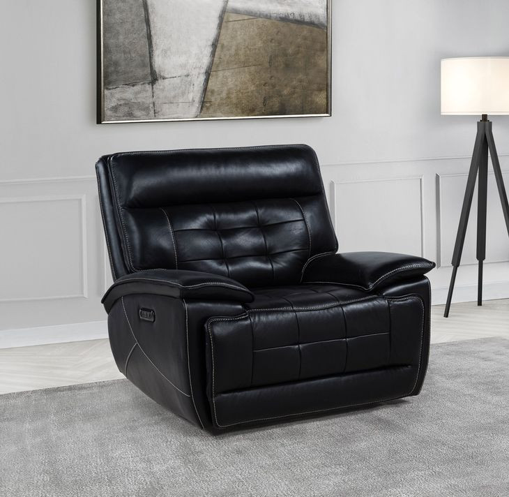 Hewitt Black Power Recliner with USB Charging