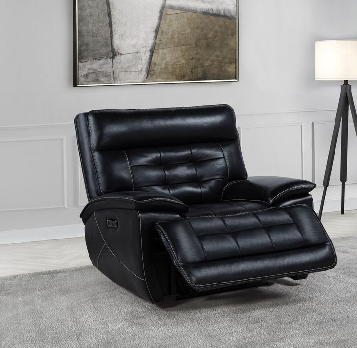 Hewitt Black Power Recliner with USB Charging