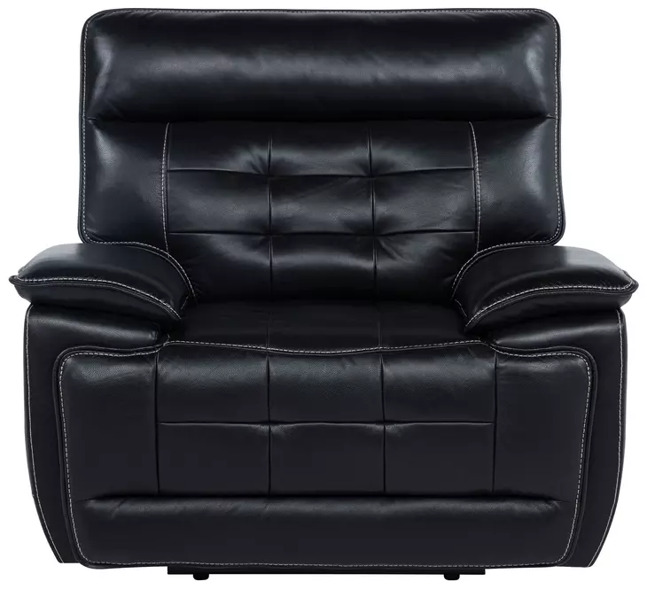 Hewitt Black Leather Dual Power Recliner with USB Charging