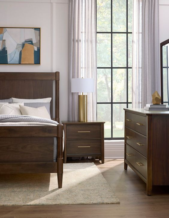 Nordhaven Nordic Walnut Poster Bedroom Set