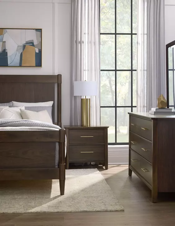 Nordhaven Nordic Walnut Poster Bedroom Set