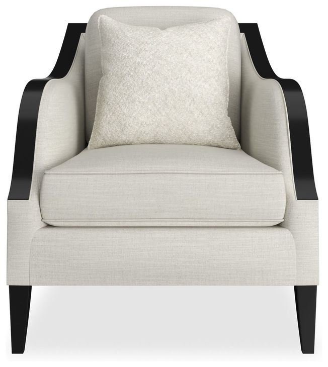Pitch Perfect White Upholstered Accent Chair with Pillow