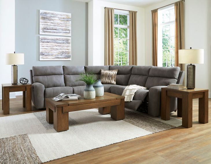 Next-Gen DuraPella Slate 5 Piece Modular Power Reclining Sectional with USB Charging