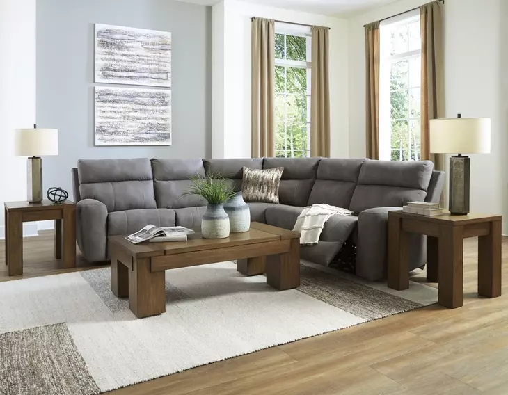 Next-Gen DuraPella Slate 5 Piece Modular Power Reclining Sectional with USB Charging