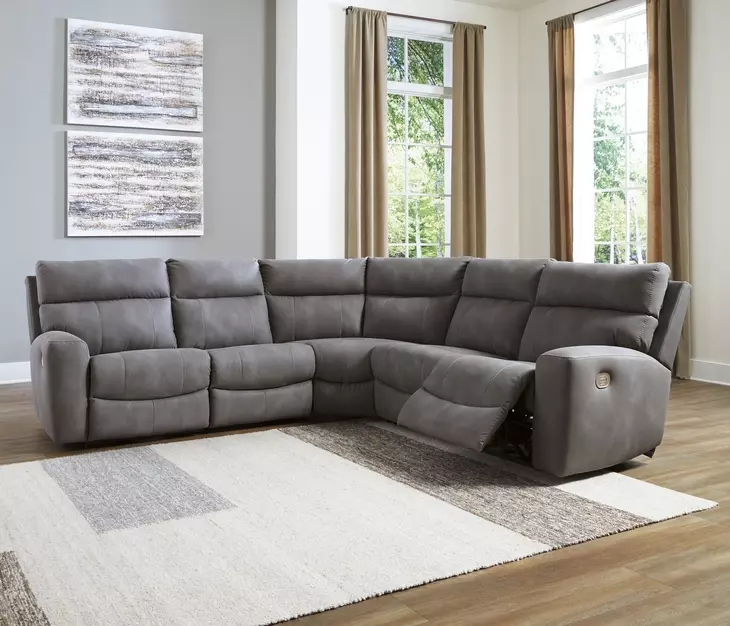 Next-Gen DuraPella Slate 5 Piece Modular Power Reclining Sectional with USB Charging