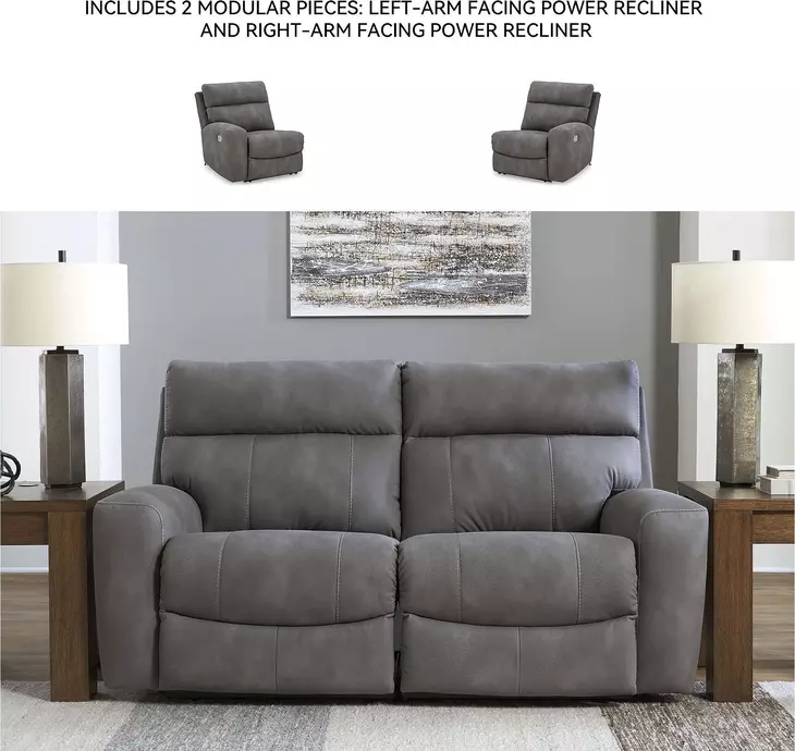 Next-Gen DuraPella Slate Performance Fabric Modular 74" Power Reclining Loveseat