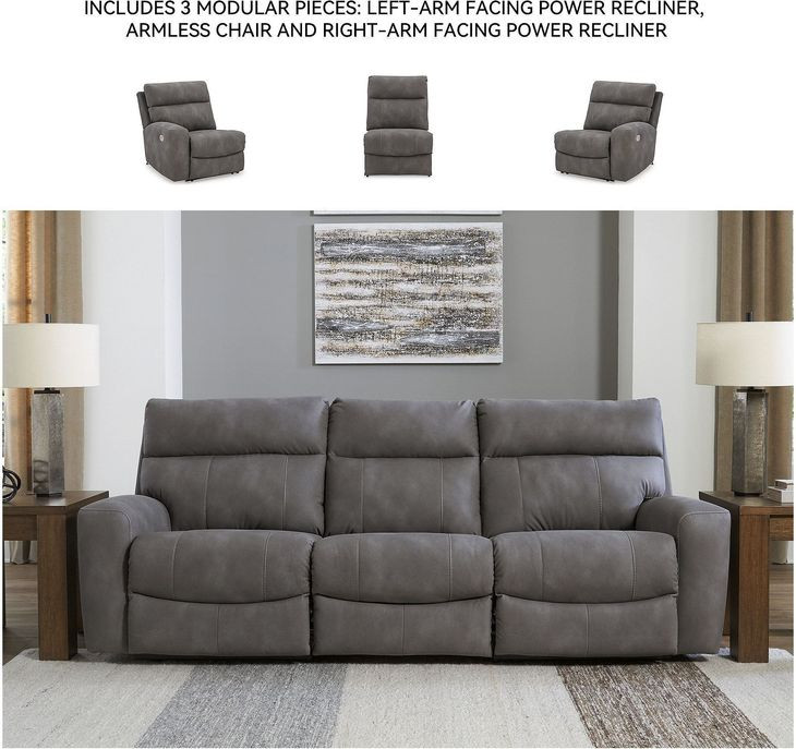 Next-Gen DuraPella Slate Performance Fabric Modular Power Reclining Sofa