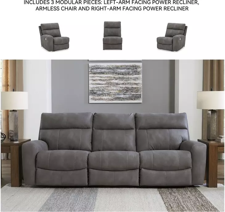 Next-Gen DuraPella Slate Performance Fabric Modular 105" Power Reclining Sofa
