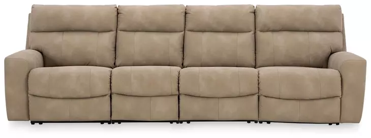 Next Gen Durapella Sand 4 Piece Modular Zero Gravity Power Reclining Sectional with Power Headrest and USB Charging
