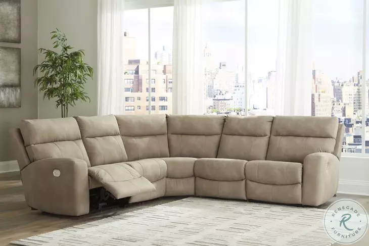 Next-Gen DuraPella Sand 5 Piece Performance Fabric Power Reclining Sectional