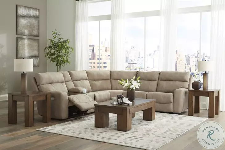 Next-Gen DuraPella Sand 6 Piece Performance Fabric Power Reclining Sectional