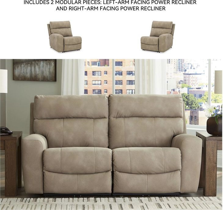 Next-Gen DuraPella Sand Performance Fabric Modular Power Reclining Loveseat