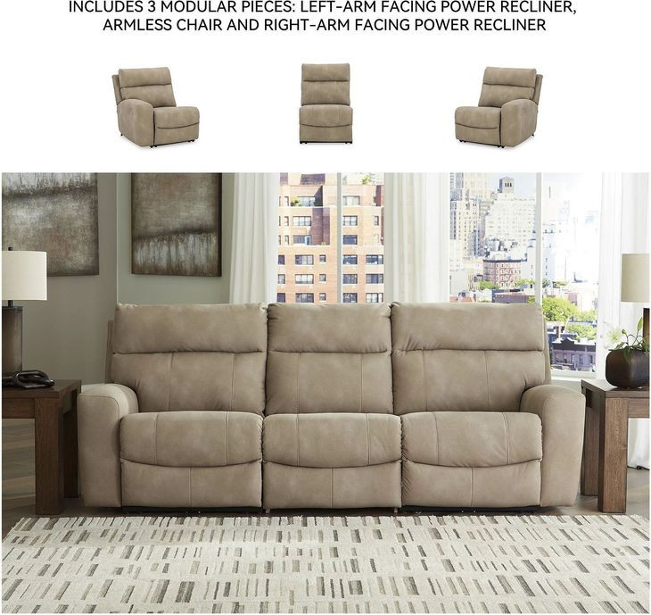 Next-Gen DuraPella Sand Performance Fabric Modular Power Reclining Sofa