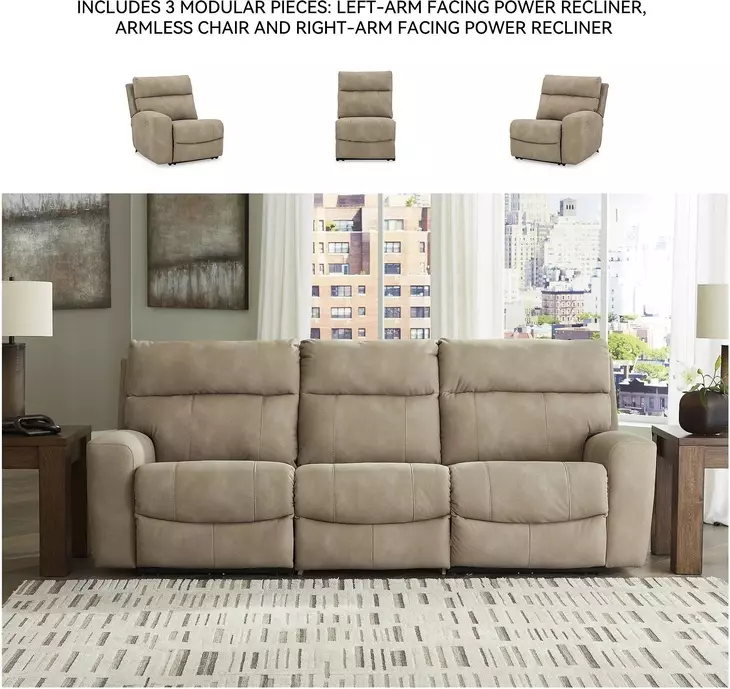 Next-Gen DuraPella Sand Performance Fabric Modular 105" Power Reclining Sofa