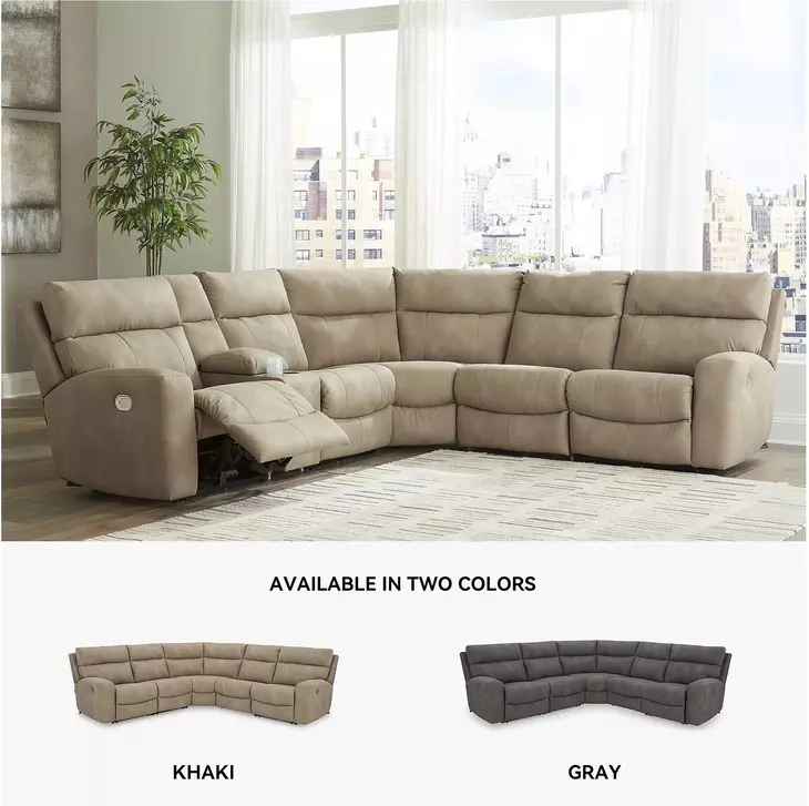 Next-Gen DuraPella Sand 5 Piece Performance Fabric Power Reclining Sectional