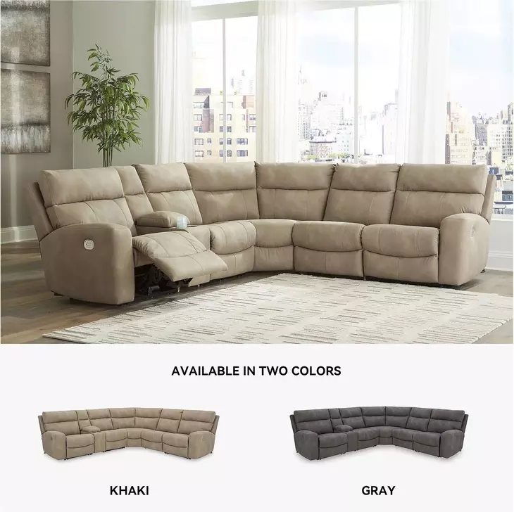 Next-Gen DuraPella Sand 6 Piece Performance Fabric Power Reclining Sectional