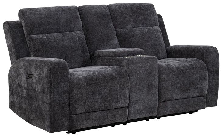 Kennett Dark Gray 70" Power Reclining Loveseat with USB Charging