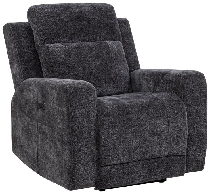 Kennett Dark Gray Power Recliner with USB Charging