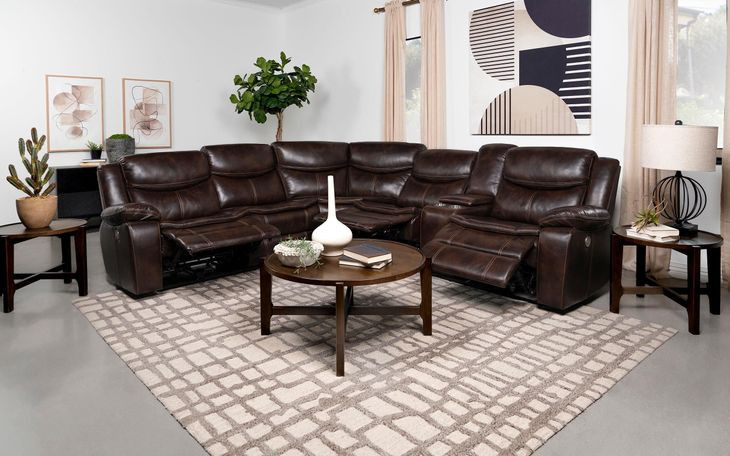 Sycamore Dark Brown 3 Piece Power Reclining Sectional