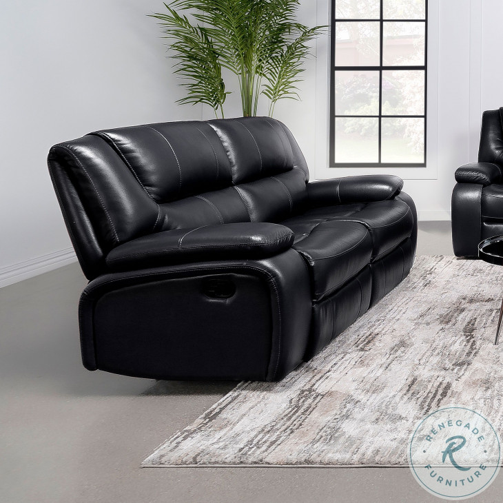Camila 2-piece Upholstered Reclining Sofa Set Black