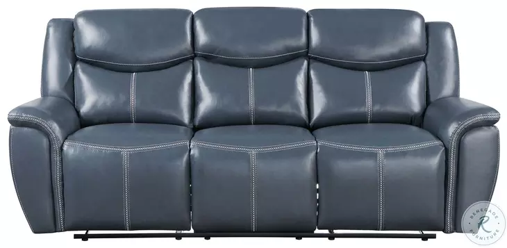 Sloane Blue Reclining 88" Sofa with Drop Down Table