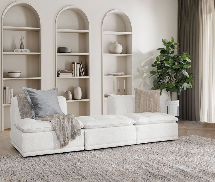 Haven White 3 Piece Modular Sectional with Ottoman