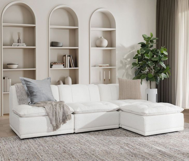 Haven White 4 Piece Modular Sectional with Ottoman