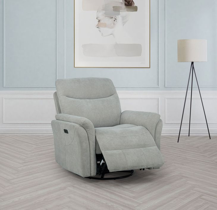 Adler Ivory Swivel Glider Power Recliner with USB Charging