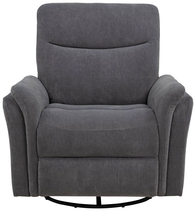 Adler Charcoal Gray Swivel Glider Power Recliner with USB Charging