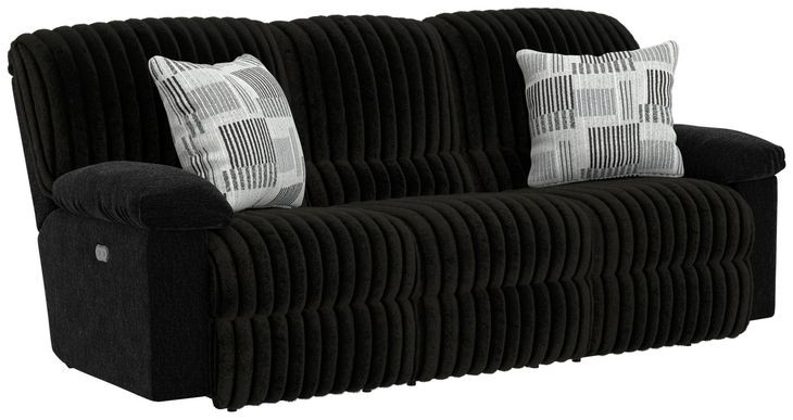 Comet Black 85" Lay Flat Power Reclining Sofa with USB Charging