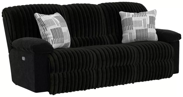 Comet Black 85" Lay Flat Power Reclining Sofa with USB Charging