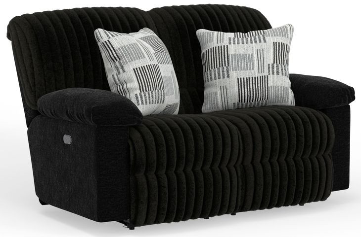 Comet Black 60" Lay Flat Power Reclining Loveseat with USB Charging