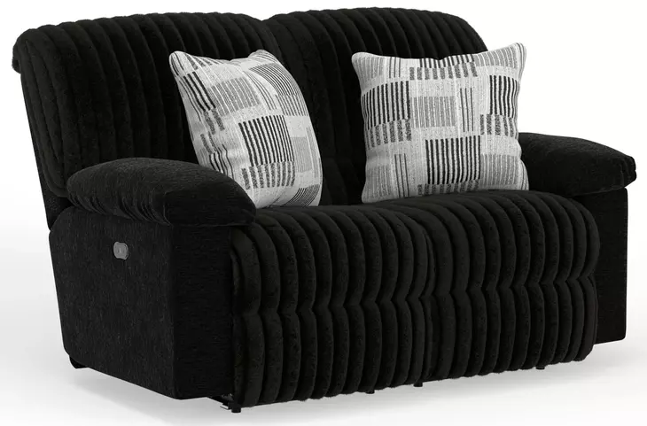 Comet Black 60" Lay Flat Power Reclining Loveseat with USB Charging