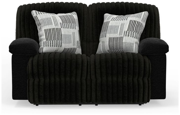 Comet Black 60" Lay Flat Power Reclining Loveseat with USB Charging