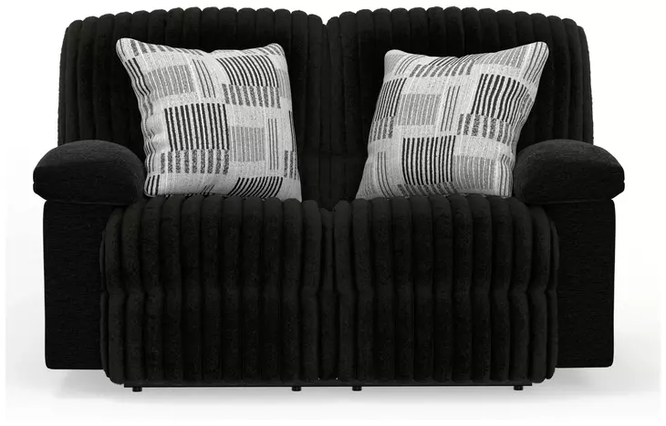 Comet Black 60" Lay Flat Power Reclining Loveseat with USB Charging