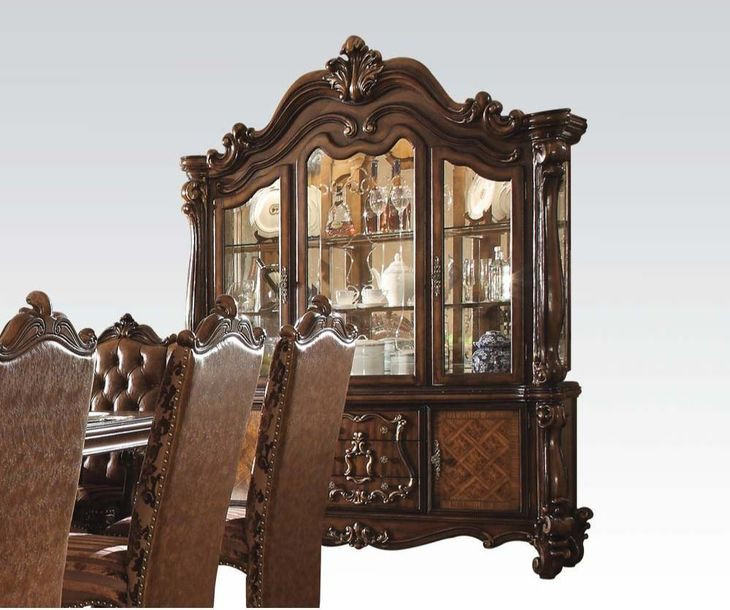 Versailles Cherry Oak 4 Door Buffet and Hutch with LED