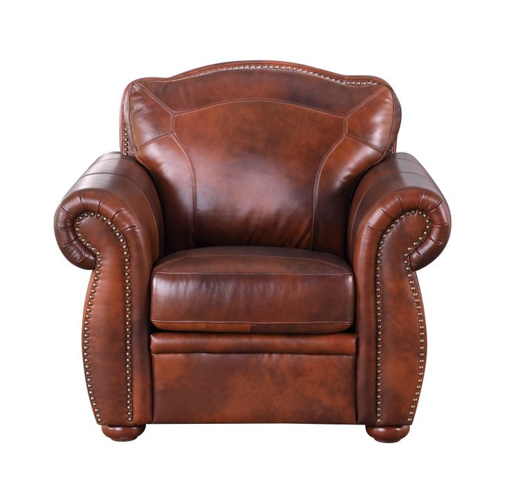 Arizona Marco Leather Upholstered Accent Chair with Nailhead Trim