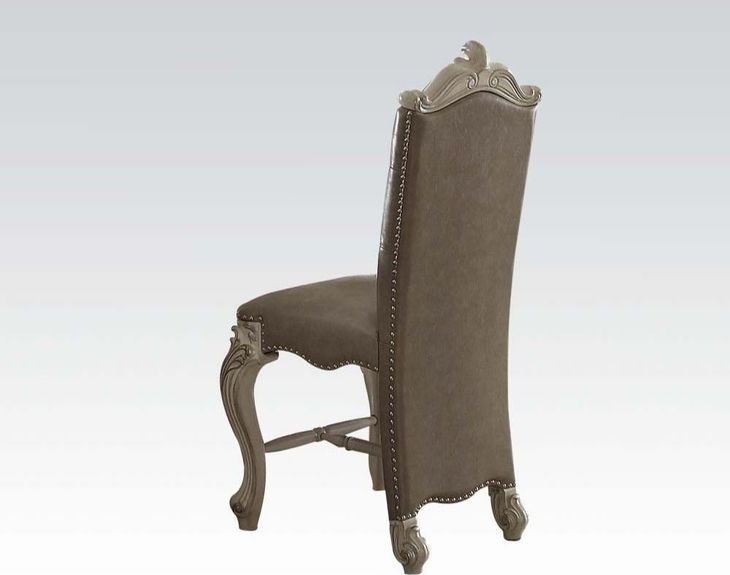Versailles Vintage Gray Upholstered Counter Height Chair with Nailhead Trim Set of 2