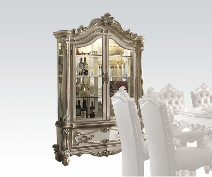 Versailles Bone White 2 Door Curio Cabinet with LED
