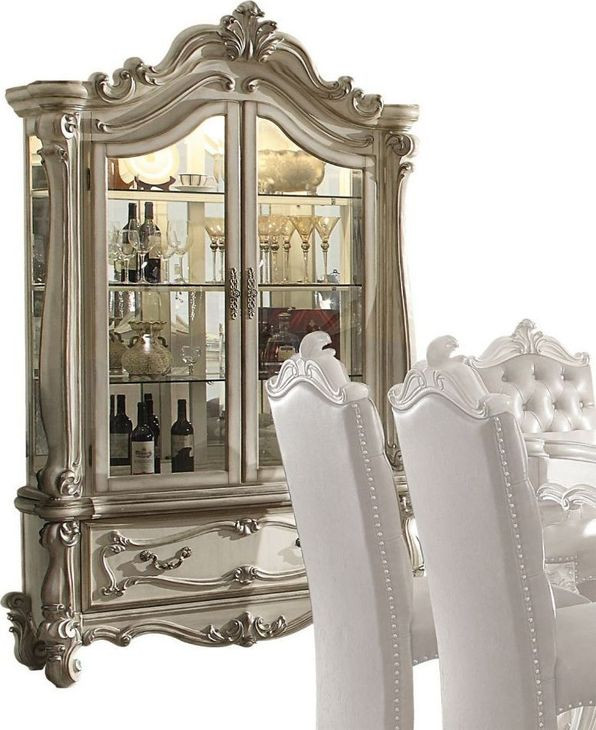 Versailles Bone White 2 Door Curio Cabinet with LED