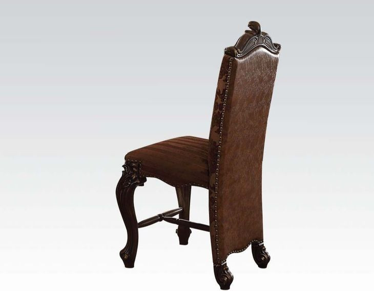 Versailles Brown Upholstered Counter Height Chair with Nailhead Trim Set of 2