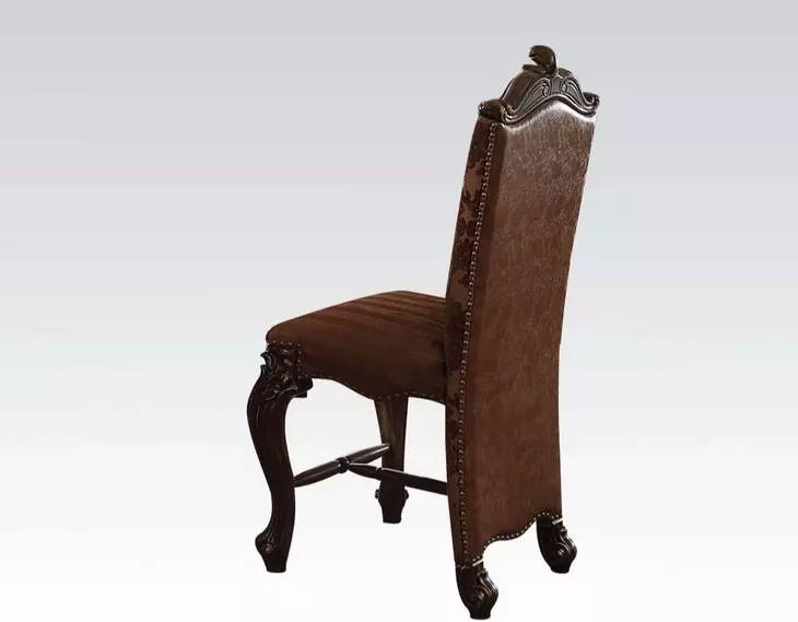 Versailles Brown Upholstered Counter Height Chair with Nailhead Trim Set of 2