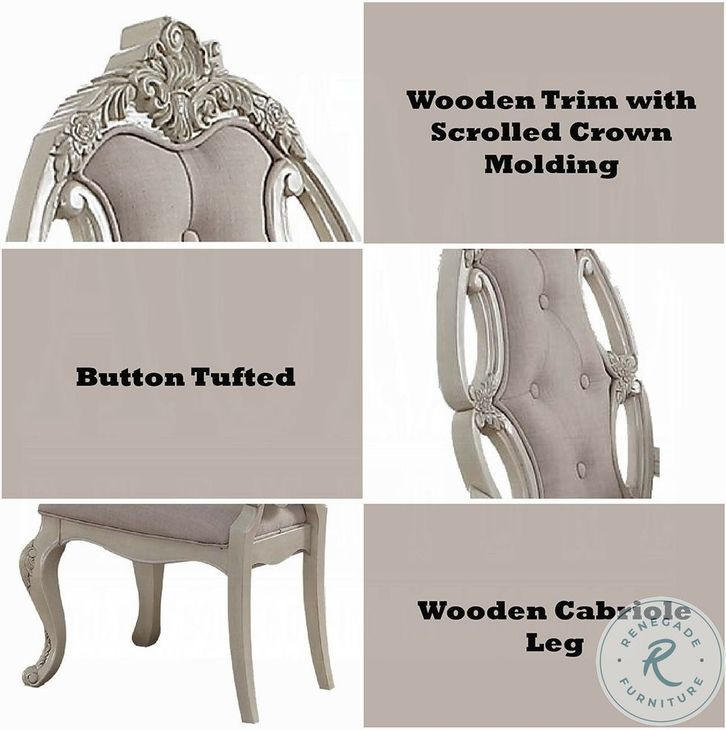 Ragenardus Antique White Side Chair Set of 2